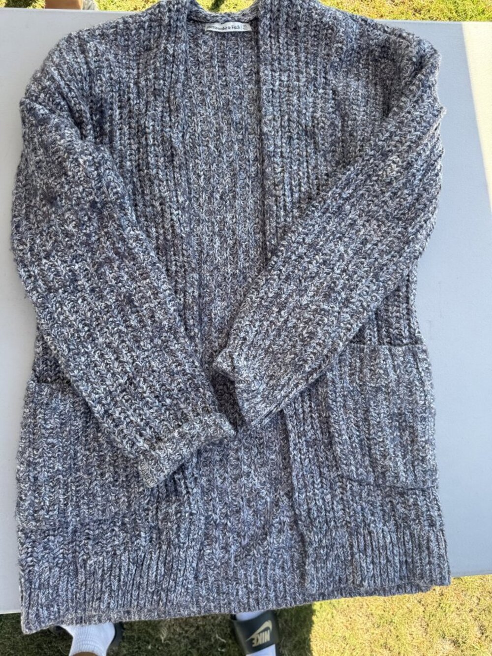 Abercrombie Gray Marled Chunky Knit Cardigan XS